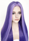 Purple Money Piece Straight Lace Front Synthetic Wig LF5105