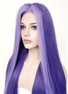 Purple Money Piece Straight Lace Front Synthetic Wig LF5105