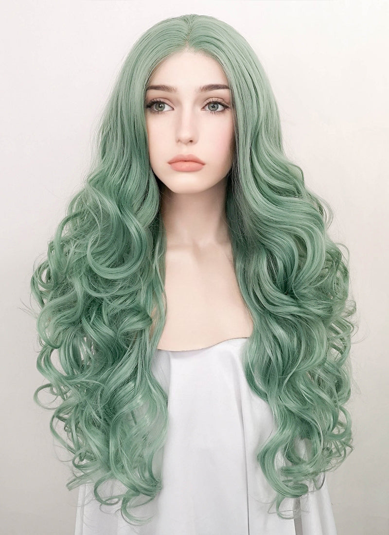 Critical Role Fearne Calloway Pastel Green Wavy Lace Front Synthetic Wig LF5117
