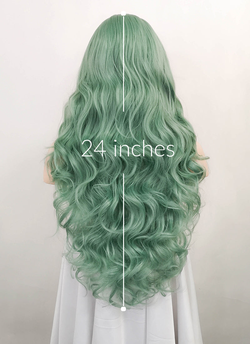Critical Role Fearne Calloway Pastel Green Wavy Lace Front Synthetic Wig LF5117