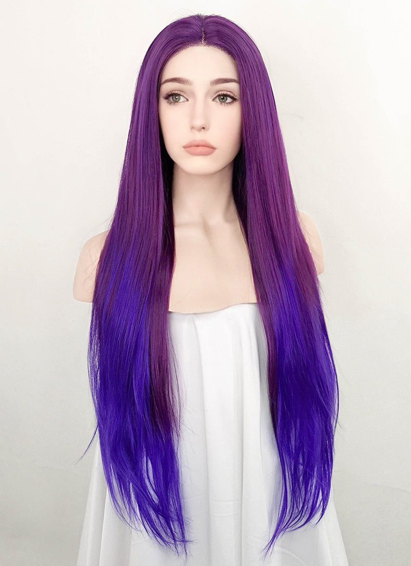 Two Tone Purple Straight Lace Front Synthetic Wig LF5125