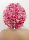 Pink Mixed Red Curly Lace Front Synthetic Wig LF5131