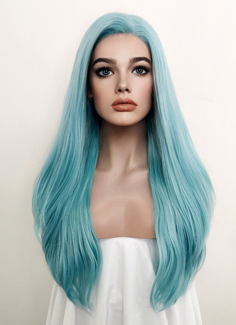 Pastel Blue Straight Lace Front Synthetic Wig LF5132A