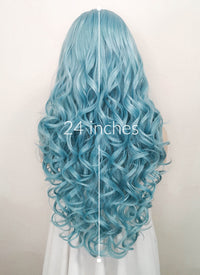 Pastel Blue Wavy Lace Front Synthetic Wig LF5132