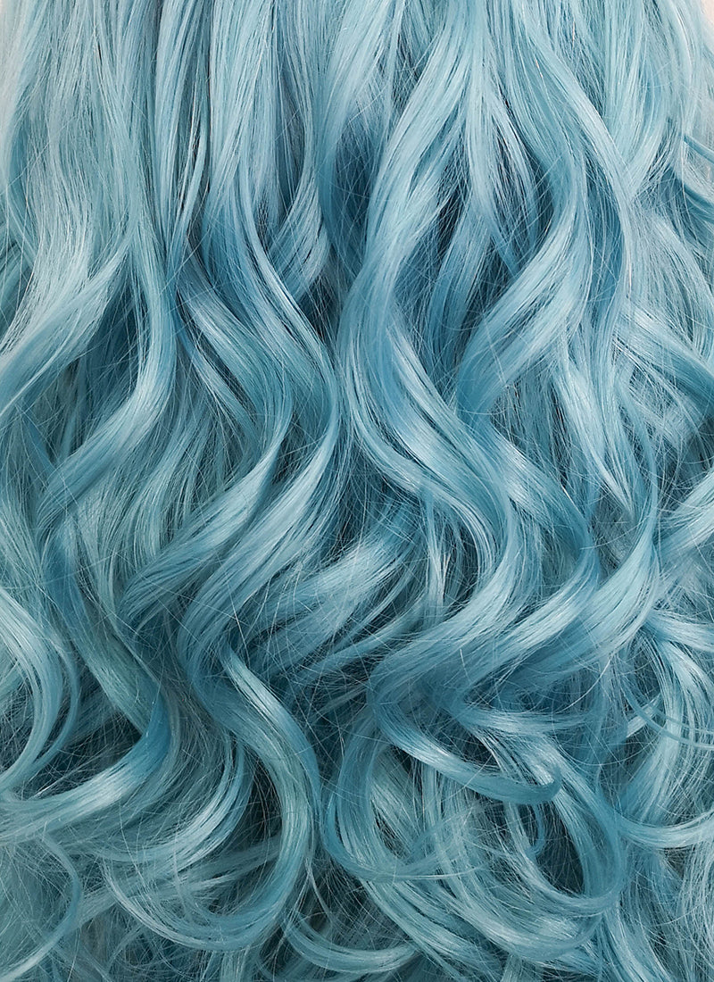 Pastel Blue Wavy Lace Front Synthetic Wig LF5132