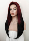Red Black Ombre Straight Lace Front Synthetic Wig LF5135