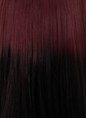 Red Black Ombre Straight Lace Front Synthetic Wig LF5135