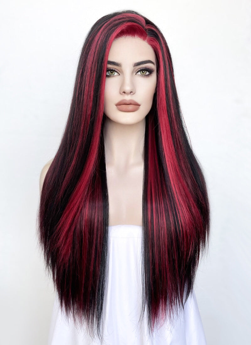 Black Mixed Red Lace Front Wig | WigIsFashion – Wig Is Fashion