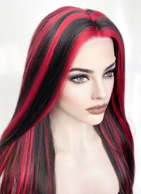 Black Mixed Red Straight Lace Front Synthetic Wig LF5147