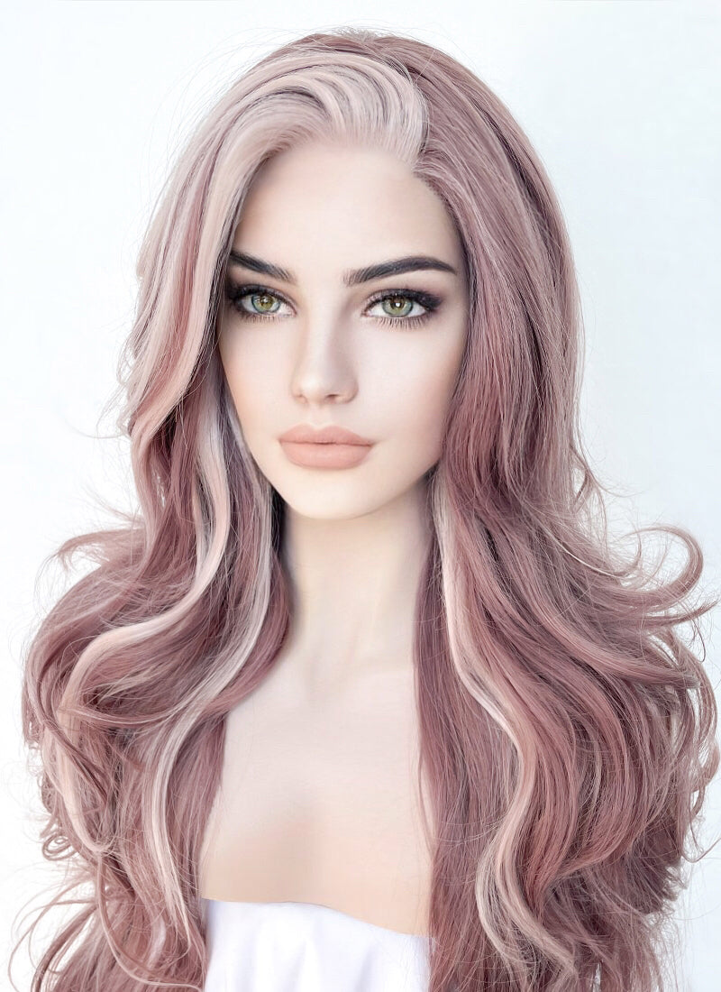 Two Tone Pink Wavy Lace Front Synthetic Wig LF5148