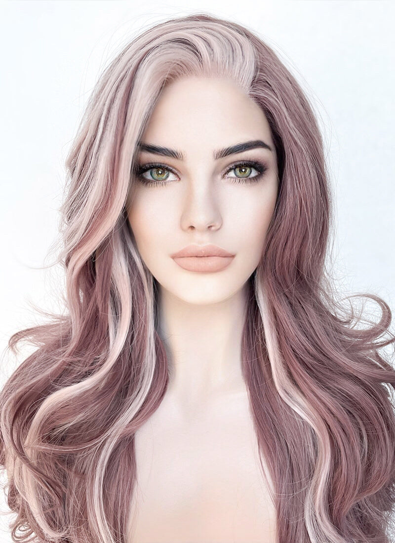 Two Tone Pink Wavy Lace Front Synthetic Wig LF5148