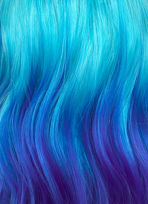 Two Tone Blue Wavy Lace Front Synthetic Wig LF5153