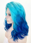 Two Tone Blue Wavy Lace Front Synthetic Wig LF5153