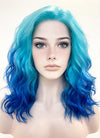 Two Tone Blue Wavy Lace Front Synthetic Wig LF5153