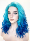 Two Tone Blue Wavy Lace Front Synthetic Wig LF5153