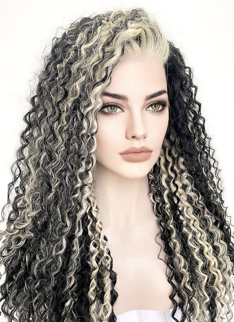 Blonde Mixed Black Curly Lace Front Synthetic Wig LF5160