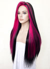 Black Mixed Magenta Straight Lace Front Synthetic Wig LF5164