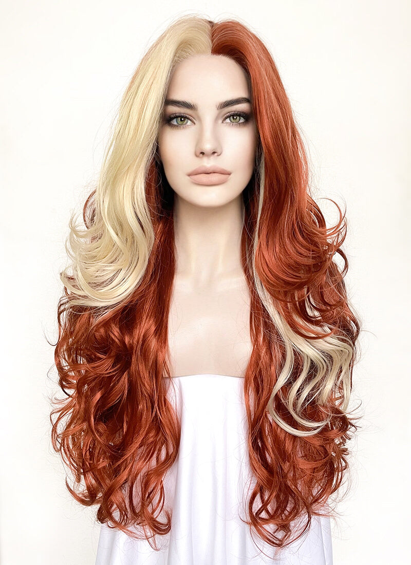 Ginger With Blonde Wavy Lace Front Synthetic Wig LF5166