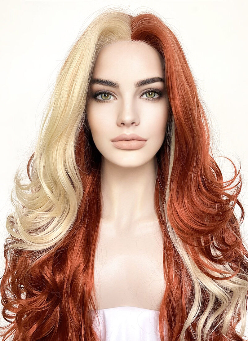 Ginger With Blonde Wavy Lace Front Synthetic Wig LF5166