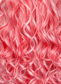 Pink Mixed Red Spiral Curly Lace Front Synthetic Wig LF5167