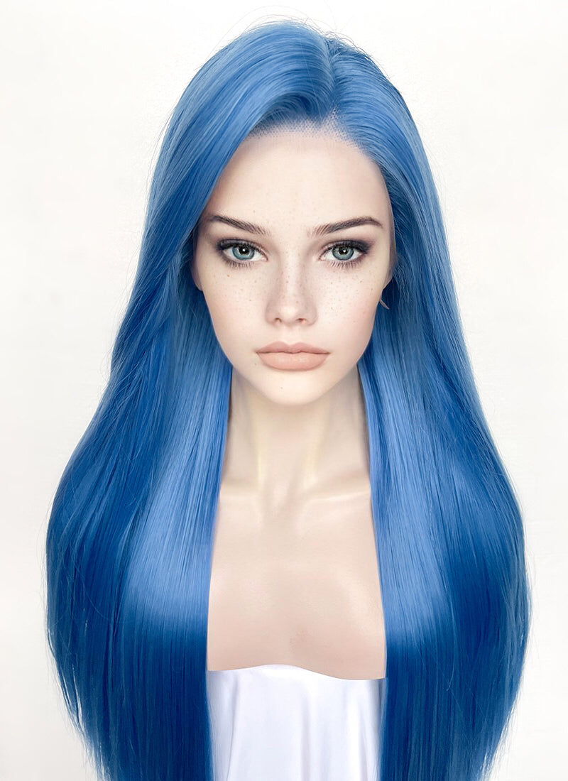 Blue Straight Lace Front Synthetic Wig | WigIsFashion