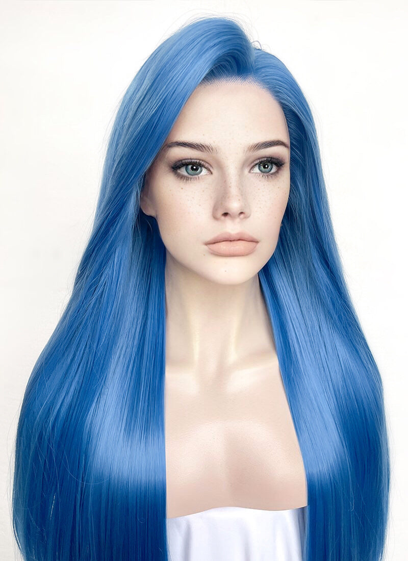 Blue Straight Lace Front Synthetic Wig | WigIsFashion