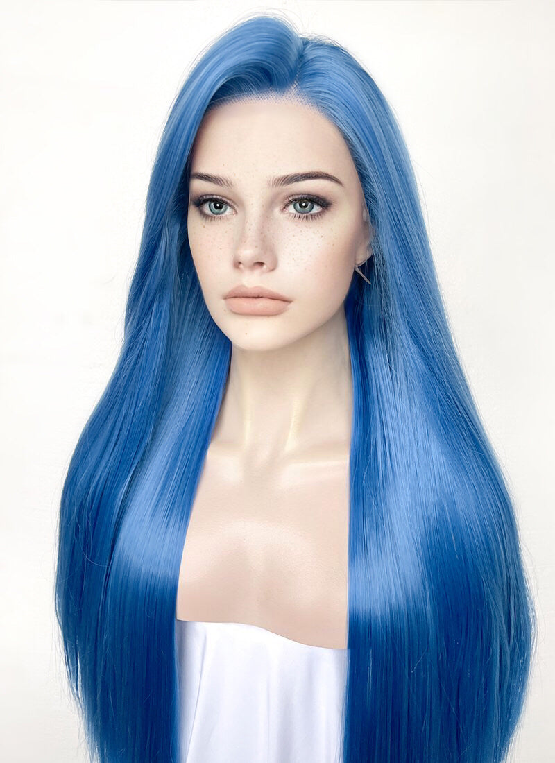 Blue Straight Lace Front Synthetic Wig | WigIsFashion