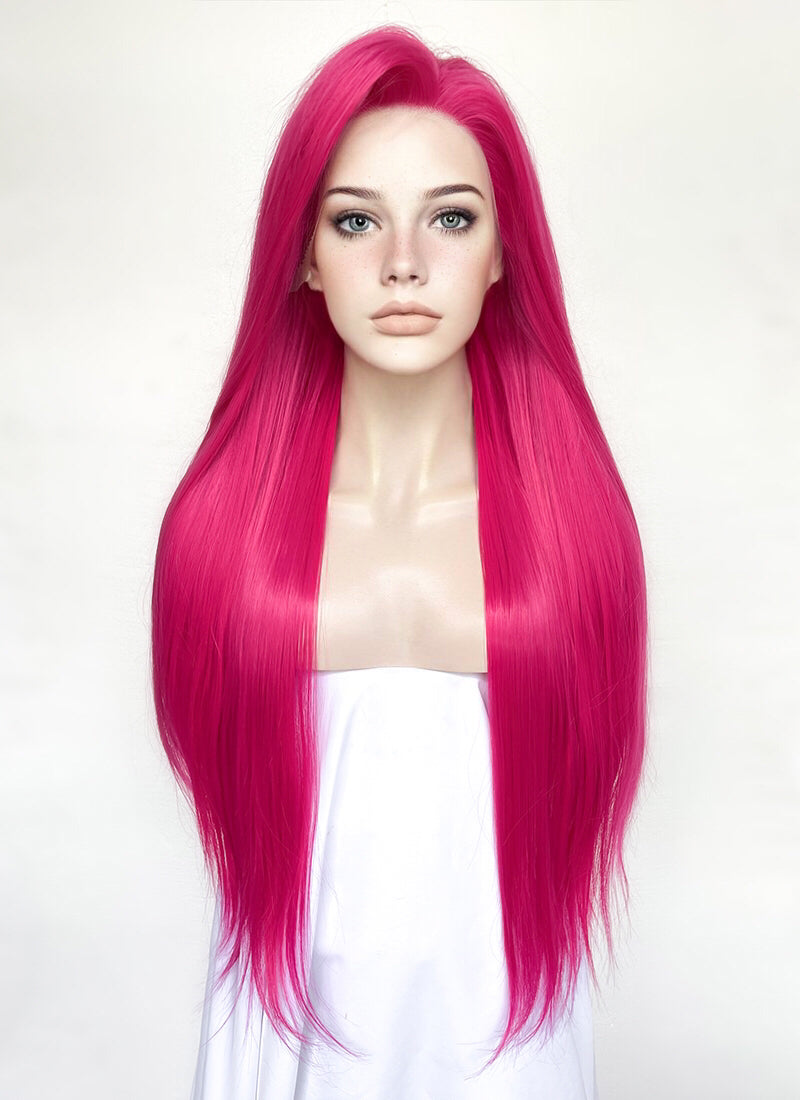 Hot Pink Straight Lace Front Synthetic Hair Wig LF5171