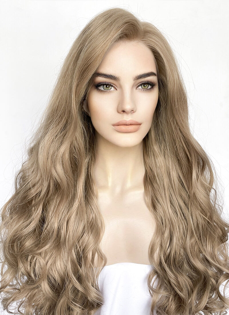 Ash Blonde Wavy Lace Front Synthetic Wig | WigIsFashion