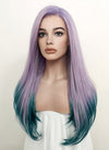 Purple Green Ombre Straight Lace Front Synthetic Wig LF551
