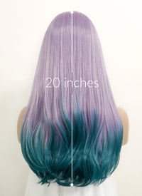 Purple Green Ombre Straight Lace Front Synthetic Wig LF551