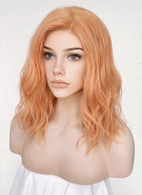 Pastel Peach Pink Wavy Lace Front Synthetic Wig LF6002