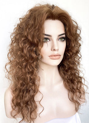 Retro Brown Curly Lace Front Synthetic Wig LF6005