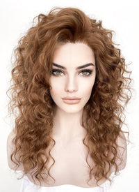 Retro Brown Curly Lace Front Synthetic Wig LF6005