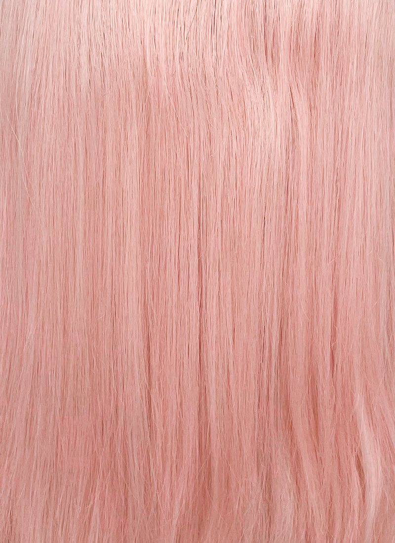 Pastel Pink With Brown Roots Straight Lace Front Kanekalon Synthetic Wig LF6008