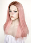 Pastel Pink With Brown Roots Straight Lace Front Kanekalon Synthetic Wig LF6008