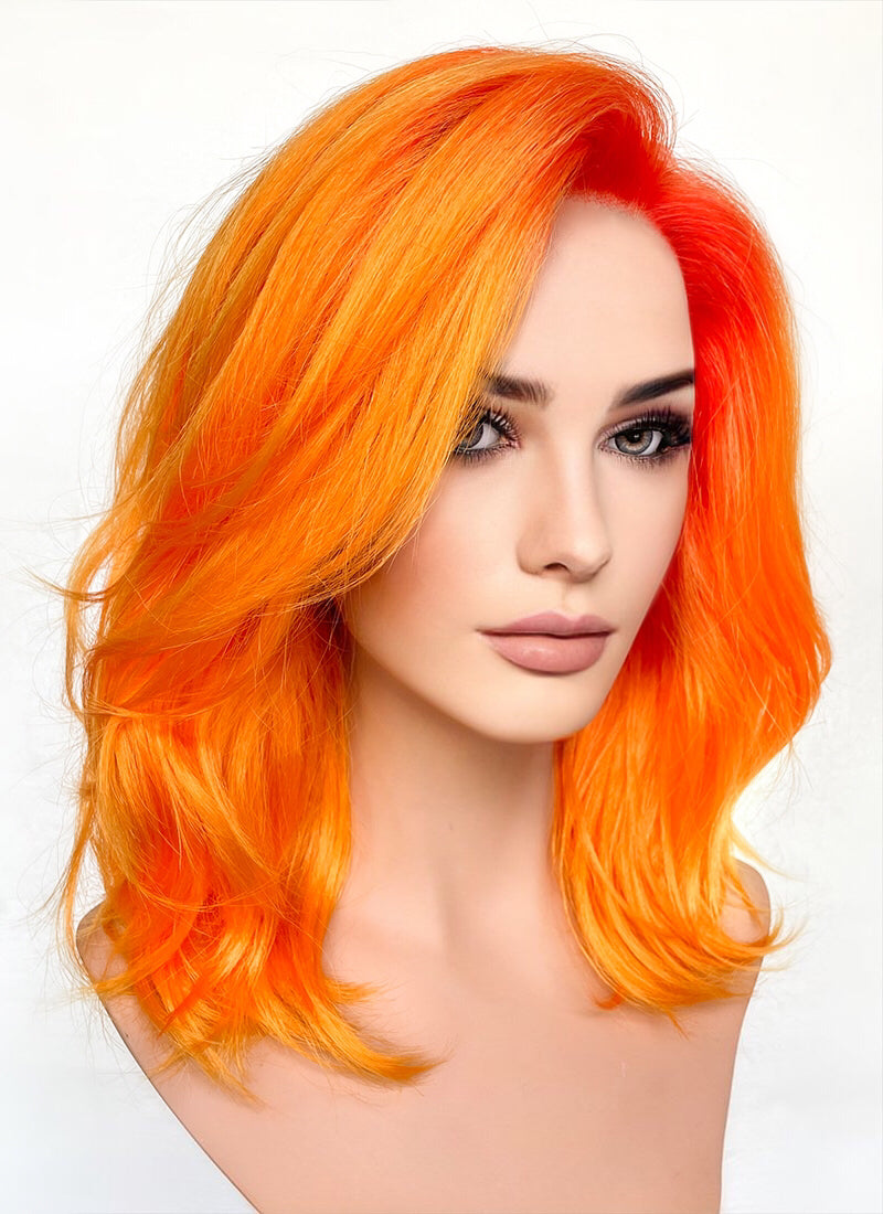 Mixed Orange Wavy Lace Front Synthetic Wig LF6014