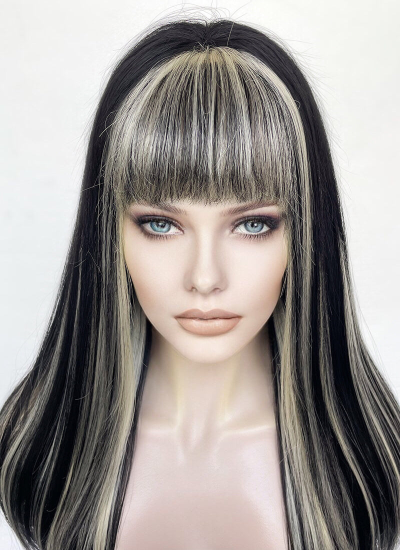 Blonde Mixed Black Straight Lace Front Synthetic Wig LF6015