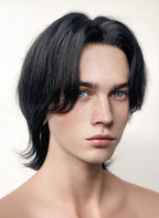 Jet Black Wolf Cut Lace Front Synthetic Men's Wig LF6016