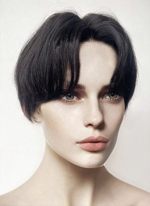 Black Rainbow Color Straight Lace Front Synthetic Men's Wig LF6019