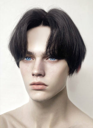 Black Rainbow Color Straight Lace Front Synthetic Men's Wig LF6019