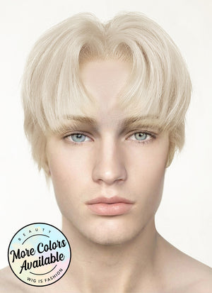 Light Ash Blonde Straight Lace Front Synthetic Men's Wig LF6020