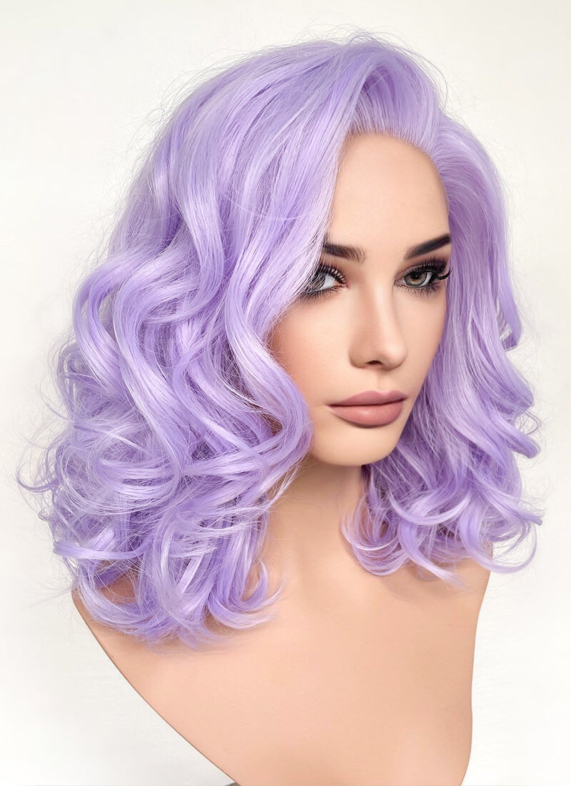 Pastel Purple Wavy Lace Front Synthetic Hair Wig LF6028