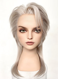 Pastel Grey Blonde Wolf Cut Straight Lace Front Synthetic Men's Wig LF6034