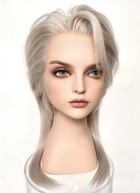 Pastel Grey Blonde Wolf Cut Straight Lace Front Synthetic Men's Wig LF6034