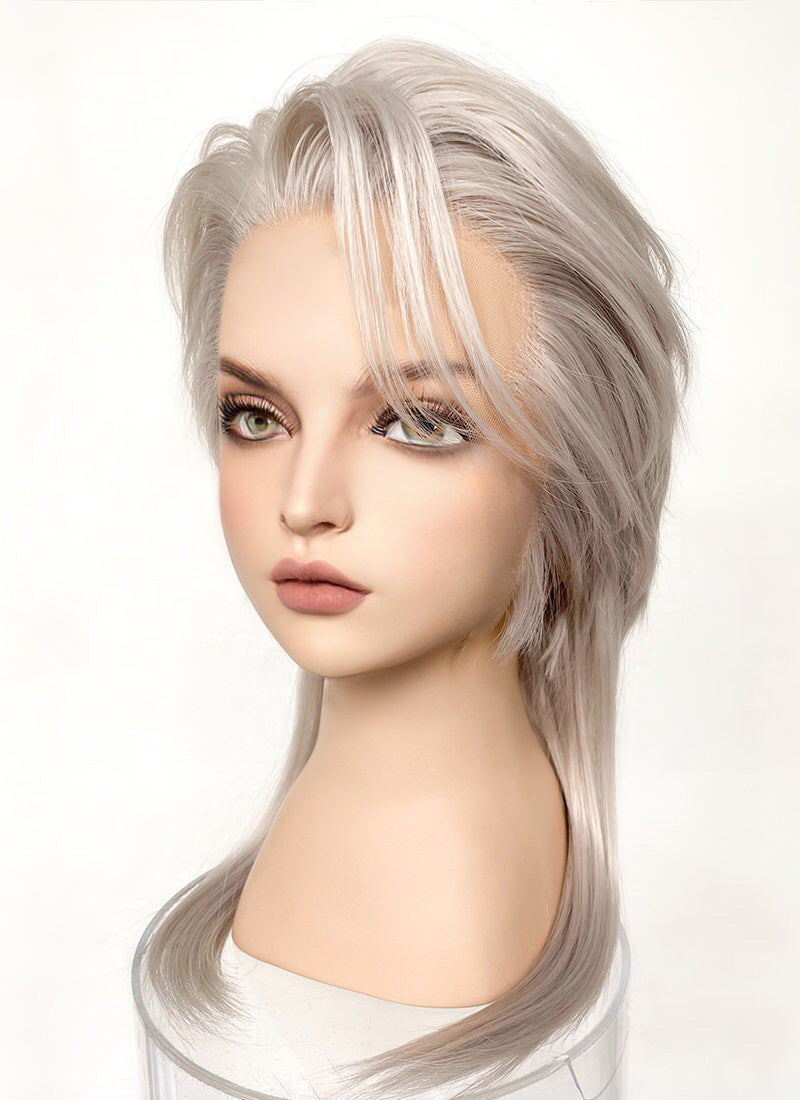 Pastel Grey Blonde Wolf Cut Straight Lace Front Synthetic Men's Wig LF6034