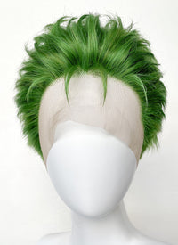 One Piece Roronoa Zoro Green Wavy Lace Front Synthetic Men's Wig LF6044