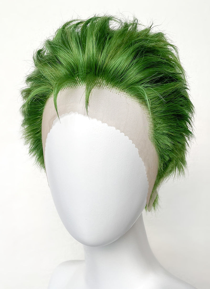 One Piece Roronoa Zoro Green Wavy Lace Front Synthetic Men's Wig LF6044