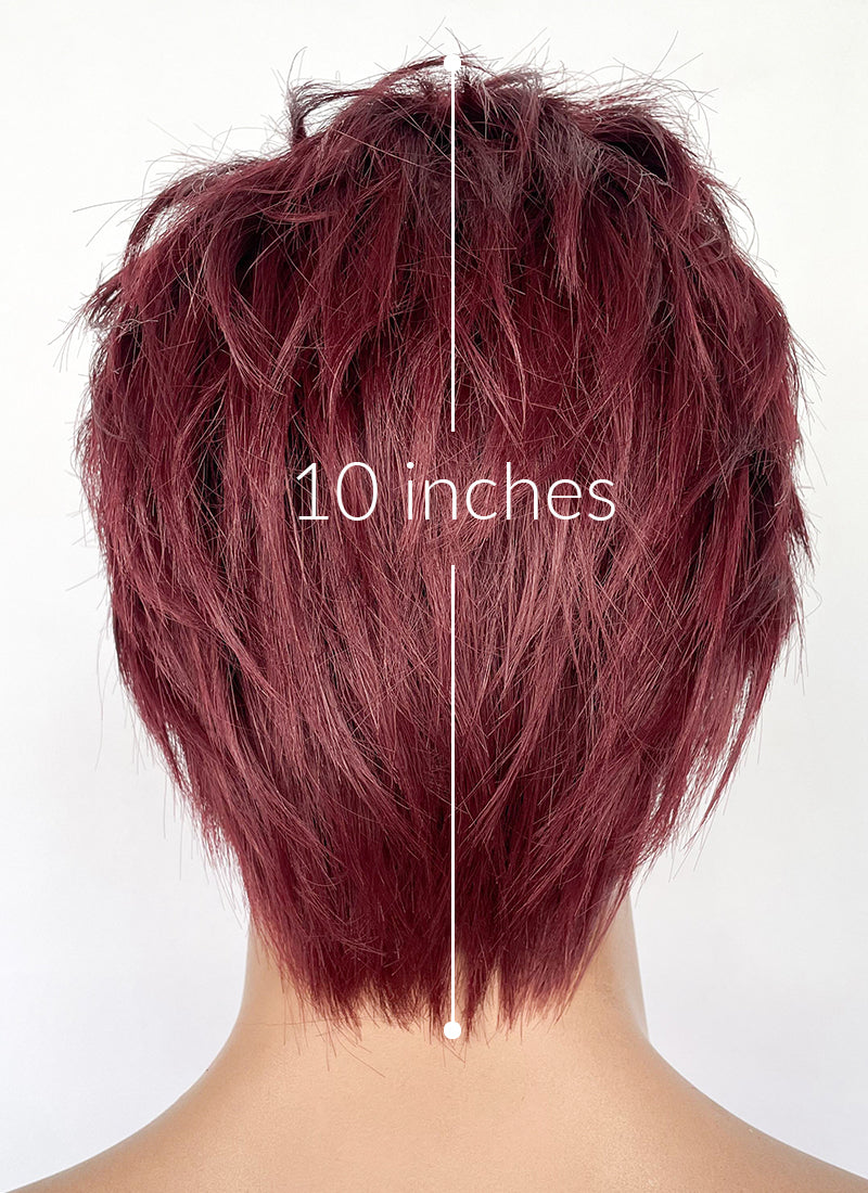 Good Omens Crowley Burgundy Red Straight Lace Front Synthetic Men's Wig LF6045