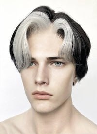 Black And White Straight Lace Front Synthetic Men's Wig LF6049